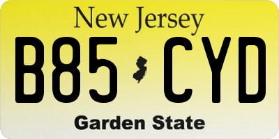 NJ license plate B85CYD