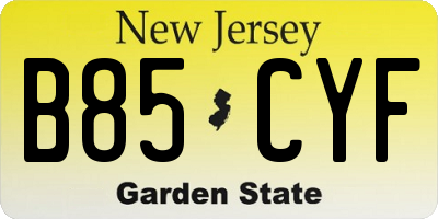 NJ license plate B85CYF