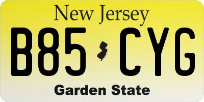NJ license plate B85CYG