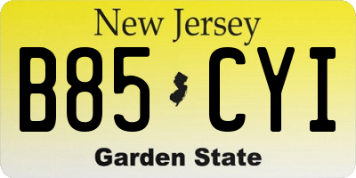 NJ license plate B85CYI