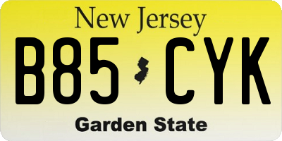 NJ license plate B85CYK