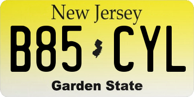 NJ license plate B85CYL