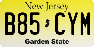 NJ license plate B85CYM