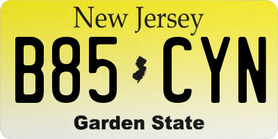 NJ license plate B85CYN