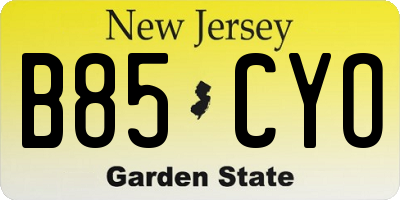 NJ license plate B85CYO