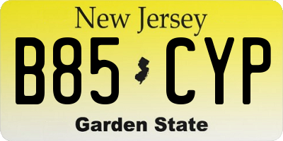 NJ license plate B85CYP