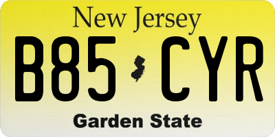 NJ license plate B85CYR