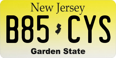 NJ license plate B85CYS