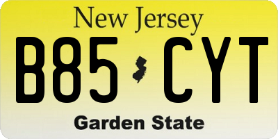 NJ license plate B85CYT