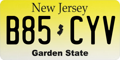NJ license plate B85CYV
