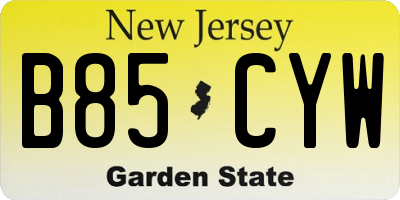 NJ license plate B85CYW