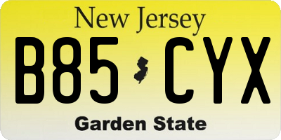 NJ license plate B85CYX