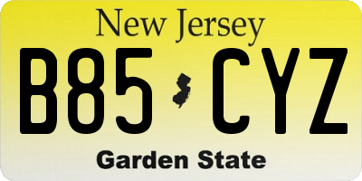 NJ license plate B85CYZ