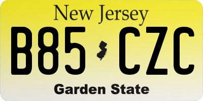 NJ license plate B85CZC