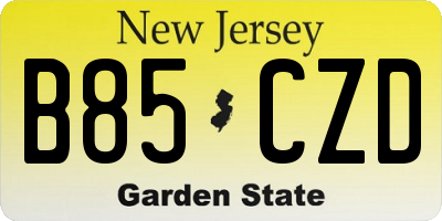 NJ license plate B85CZD