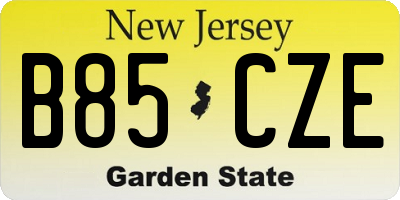 NJ license plate B85CZE