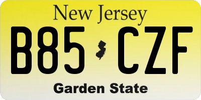 NJ license plate B85CZF