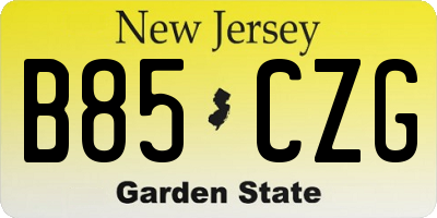 NJ license plate B85CZG