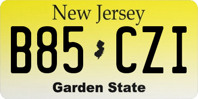 NJ license plate B85CZI