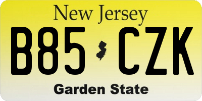 NJ license plate B85CZK