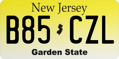 NJ license plate B85CZL