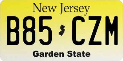 NJ license plate B85CZM