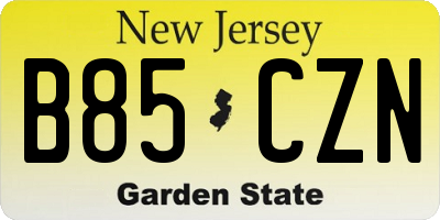 NJ license plate B85CZN