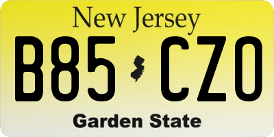 NJ license plate B85CZO