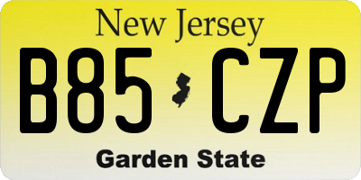 NJ license plate B85CZP
