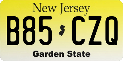 NJ license plate B85CZQ