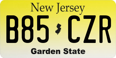 NJ license plate B85CZR
