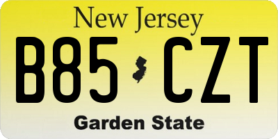 NJ license plate B85CZT