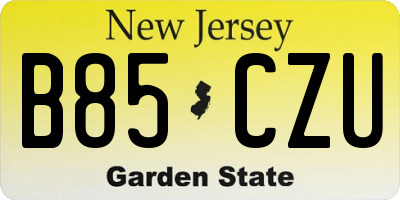 NJ license plate B85CZU