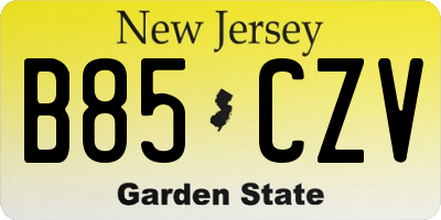 NJ license plate B85CZV
