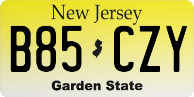 NJ license plate B85CZY