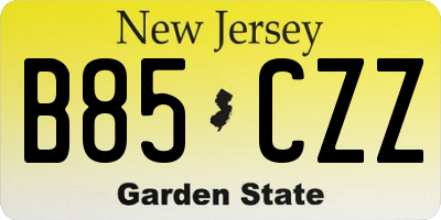 NJ license plate B85CZZ