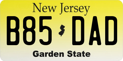 NJ license plate B85DAD