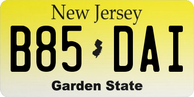 NJ license plate B85DAI