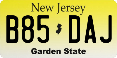 NJ license plate B85DAJ