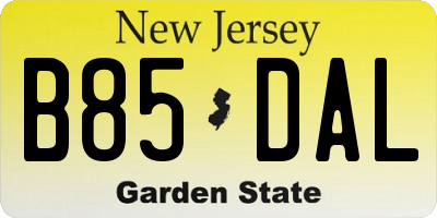 NJ license plate B85DAL