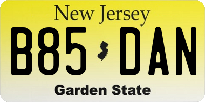 NJ license plate B85DAN