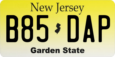 NJ license plate B85DAP