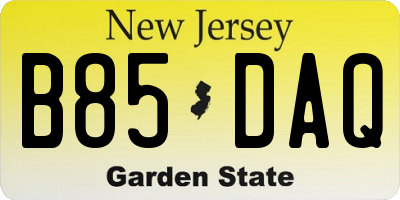 NJ license plate B85DAQ