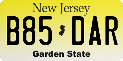 NJ license plate B85DAR