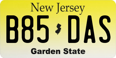 NJ license plate B85DAS