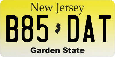 NJ license plate B85DAT