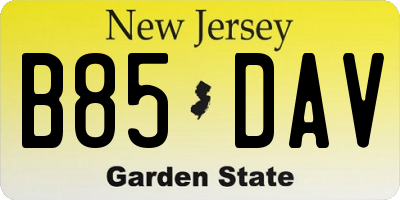 NJ license plate B85DAV