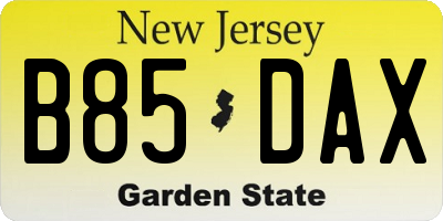 NJ license plate B85DAX