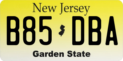 NJ license plate B85DBA