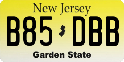 NJ license plate B85DBB